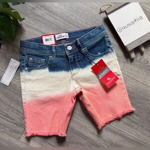 Jordache Girls Ombre Patriotic American USA Jean Bermuda Shorts Denim Jorts Sz 7